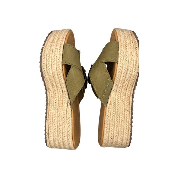 American Eagle Espadrille Platform Sandals Olive Green Buckle Women’s Size 7 - Picture 3 of 10